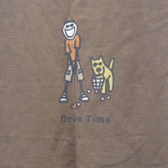 Life is Good T-Shirt Lucky Dog Brown Tan Golf Drive Time Golfers Size Medium - Picture 3 of 9